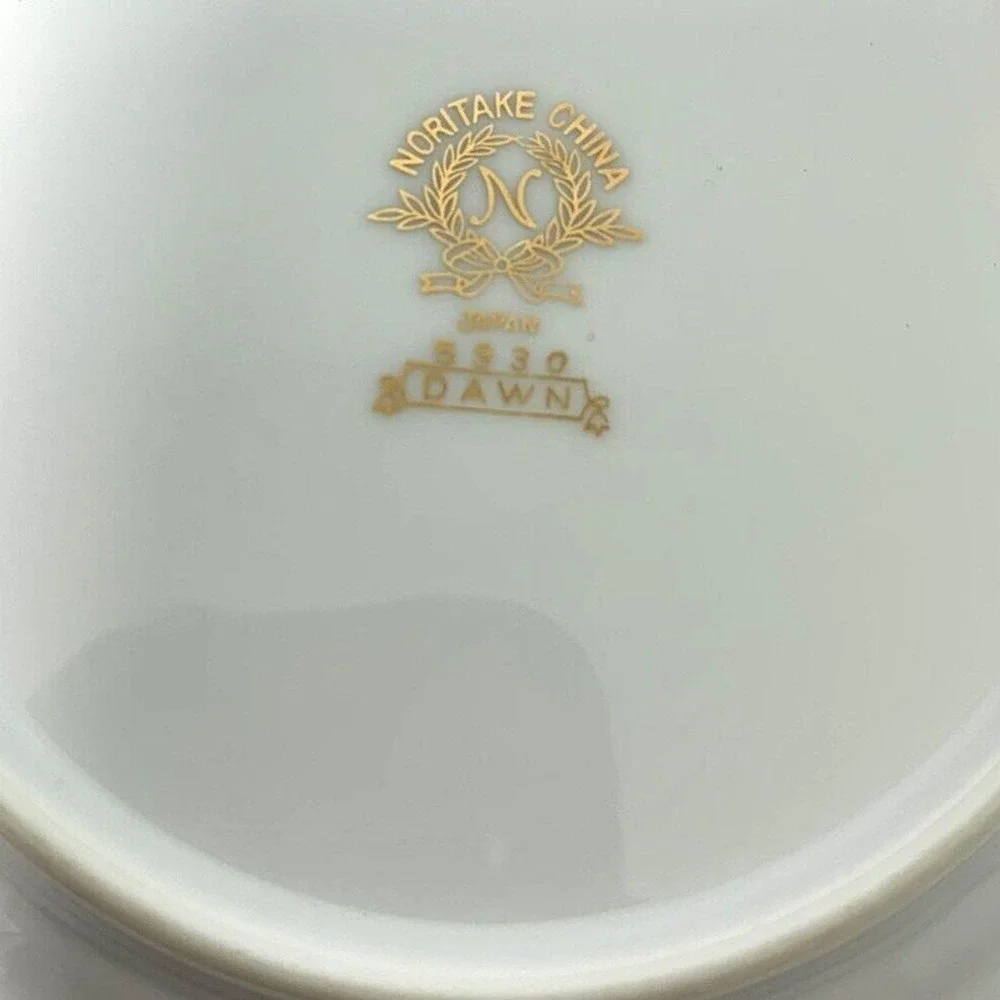 Vintage Noritake China‎ Dessert Plate Dawn 5930 White Goldtone Trim